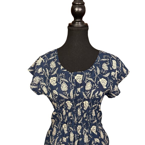 Alchemy Organic Cotton Navy Floral Dress Large Boho Lightweight Sustainable - Picture 2 of 8
